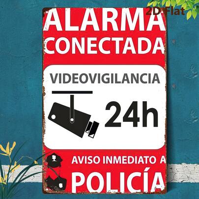 1pc 2D Metal Iron Plate, 24-Hour Connected Alarm Monitoring Immediate Alert To , 20*30cm/8*12inch, Classic Plaque Wall Decor Art, Suitable For Home, Club, Bar, Yard, Indoor/Outdoor Decoration, Durable Office Wall Hanging, Holiday Gift, Easy Installation.