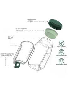 1个可放入洗碗机和冰箱的沙拉罐，侧开口设计，配有防漏盖。这款密封容器配有调味罐，采用可堆叠设计，非常适合备餐、午餐、晚餐和办公室使用（不含勺子）。 - 查看 8