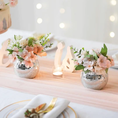 GOQODO 1/2/6pcs Bohemian Disco Ball Vase, Multi-Color Glass Artificial Flower Decor Vase, Multi-Purpose Candle Holder Storage Jar Makeup Organizer Candy Jar, Elegant Wedding Centerpiece, For Mother's Day, Ramadan, Eid, Easter, Flower Arrangement, Plant Pot, Wedding, Party, Birthday, Dinner, Gathering, Home Kitchen Decor, Ice Bucket, Champagne Vase