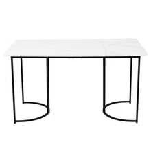 Dining Table And Chairs Set (5 Pieces), Dining Table With 4 Chairs, Modern Kitchen Dining Set, 140*80 Cm Dining Table, Black Metal Table Legs, White MDF Tabletop, Black Velvet Dining Chairs - White - View 8