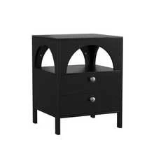 Modern Bedside Table With 2 Drawers And 1 Open Compartment For Living Room, Bedroom And Hallway, Black, 45 X 40 X 58 Cm, Set Of 1 - Black - View 8