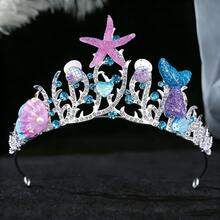 1pc Dreamy Ocean Crown Headpiece, Romantic & Ethereal Style, Suitable For Bridesmaid Outfits, Theme Parties, And Vacation Photo Shoots - Silver - View 2