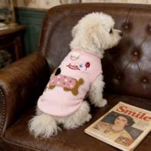 1pc Pet Vest, Cartoon Pattern Dog Vest Striped Pattern Breathable Cat Vest Breathable Pet Vest, Lightweight Polyester Material Soft Breathable Cute Bow Pattern Cat Vest Dog Vest, Suitable For Medium And Small Cats And Dogs - Multicolor - View 6