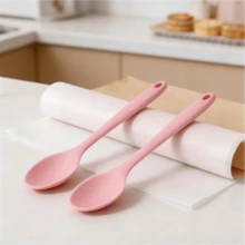 2/4/6PCS Fluorescent Pink/Green Soft Silicone Cooking Spoon Set, Nonstick Heat Resistant Kitchen Utensils, Mixing Serving Spoons, Must-Have Gadgets - Pink - View 11