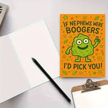 1pc Funny Nephew Greeting Card, Conveys Love And Humor, Suitable For Birthday Or Special Occasions, From Aunt/Uncle To Nephew, Includes Cute Cartoon Snot Character - View 5