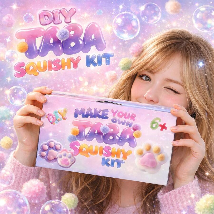 DIY Glow-In-The-Dark Giant Cat Paw Taba Squishy Making Kit ,Soft And Slow Back,Sticky Stress Relief Toy, Creative Gift Set For Girls, Perfect Birthday Gifts For Kids,Ideal Holiday Gifts,Fun Cute Gift,Birthday Gifts,Easter Gifts,Halloween Gifts,Christmas Gifts,Kids Games,Kids Toys,Boy Games, Girl Games,Children's Games. - Pink - View 1