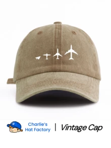 1 Stück Unisex Retro Gewaschen Baseball Kappe - Kreative Flugzeug Evolution Muster - Mehrere Vintage Farben erhältlich - Weich verstellbarer Kappe geeignet als Geschenk für Piloten, Reisende und Luftfahrtbegeisterte - Flugzeug - Übersicht 12