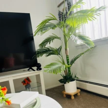 VingeGa 1件装100%实木植物架，木质凳子展示架，立式管状花盆架，经典木质展示托盘，小型圆形木质凳子底座，现代植物架，家居装饰花盆托盘，客厅，园艺 - 彩色 - 查看 9