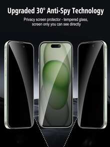 4pcs Anti Peeping Tempered Glass Film 9H Hardness Privacy Screen Protector Compatible With IPhone 17 Pro Max 16 15 14 Plus 13 12 11 Explosion-Proof, Scratch Resistant, Anti Spy Protective Film - Black - View 3