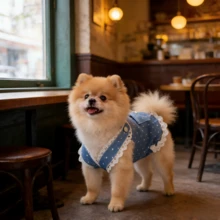 New Spring/Summer Pet Dress - Polka Dot Denim Dog Dress With Leash Ring, Suitable For Small To Medium Dogs - Multicolor - View 10