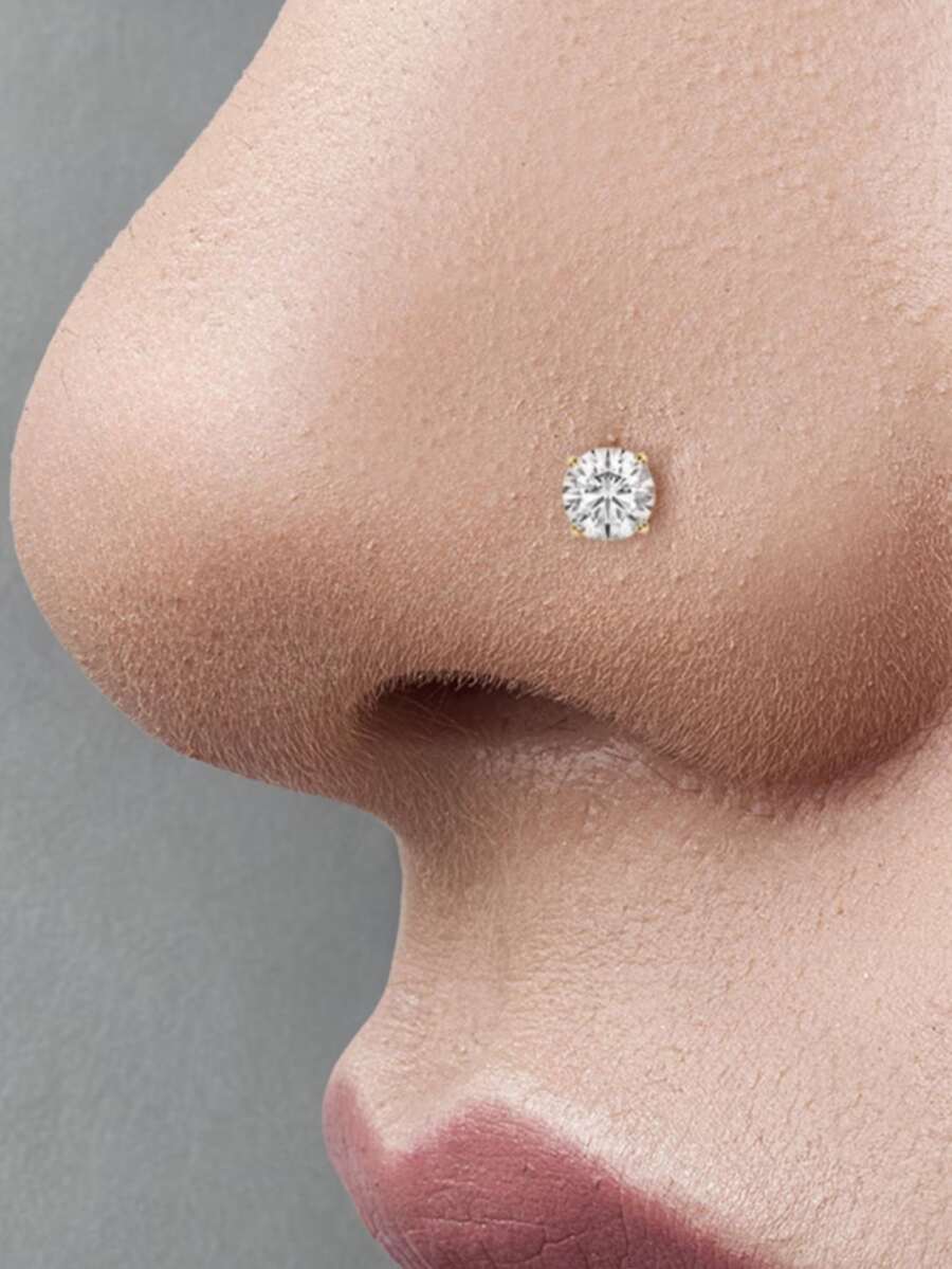 1对925纯银经典方形立方氧化锆鼻钉（6-10毫米），低过敏性银饰，适合女性日常佩戴、约会、度假、婚礼、派对、节日礼物