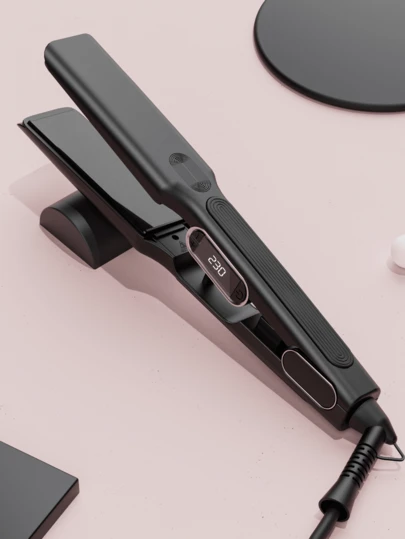 1个1.5英寸二合一直发卷发器，带液晶显示屏，快速加热，双电压，自动断电，适合作为送给女性的礼物和旅行用品。