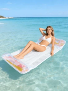 1pc Inflatable Floating Hammock, Fruit Style With Sequins And Strawberry Elements, Suitable For Water Recreation, Beach, Party, Pool, Floating Device, Made Of PVC Material, Requires Separate Purchase Of Air Pump - Glitter Strawberry - View 8