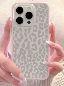 1个粉色和浅灰色豹纹极简全包覆TPU防震手机壳，兼容苹果17、16、15、14、13、12、11 Pro Max、Air - 彩色 - 查看 3