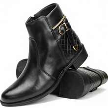 Women's Dress Boot With Lined Side Zipper And Low Heel - 黑色 - 查看 8