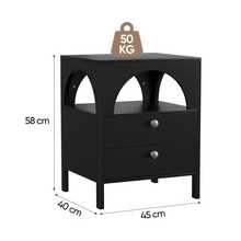 Modern Bedside Table With 2 Drawers And 1 Open Compartment For Living Room, Bedroom And Hallway, Black, 45 X 40 X 58 Cm, Set Of 1 - Black - View 4