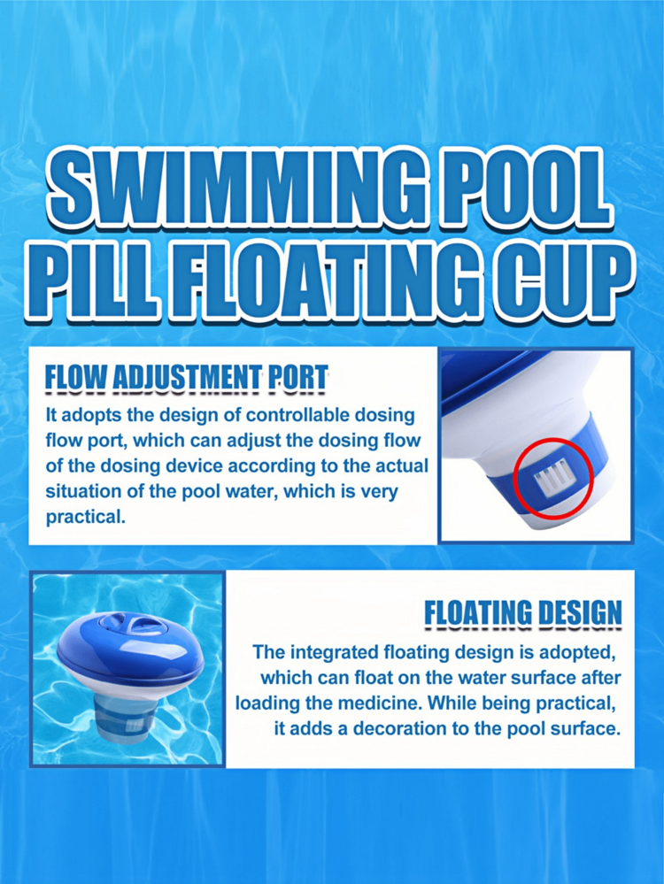 Dispensador automático de productos químicos para piscina - Dispensador flotante de tabletas de cloro/bromo, diseño de flotador integrado, decora la superficie de la piscina cuando se carga con productos químicos - Flotante - Añade 5