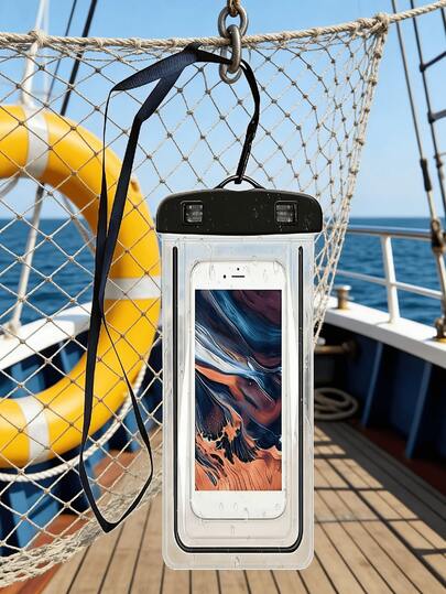 1pc Luminous Waterproof Phone Pouch, PVC Transparent Material, Glow-In-The-Dark Sealed Design, Suitable For Swimming, Rafting, Water Parks, Rainy Riding, Food Delivery, Outdoor Activities, Swimming Pools, Beaches, Rainy Streets, Cycling, Outdoor Scenarios, Suitable For Swimming Enthusiasts, Water Sports, Food Delivery Riders