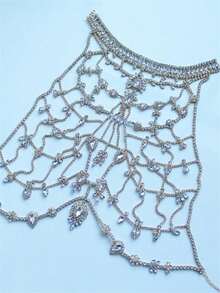 1 chiếc dây chuyền đeo người hình giọt nước pha lê gợi cảm, phụ kiện dự tiệc hộp đêm. - Vàng - Xem 3