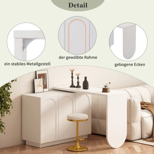 Desk, L-Shaped Swivel Computer Desk, Office Desk, Vanity, White, 110 Cm - View 1