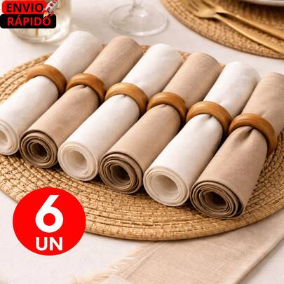 Kit 6 Argolas de Madeira para Porta-Guardanapo Mesa Posta Ideal pra deixar a sua mesa mais Organizada.