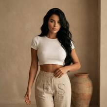 Maguinha Women's Cropped Top Short Sleeve Ribanna Premium - White - View 3