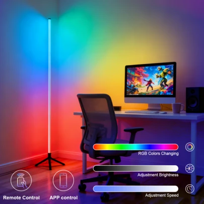 Smart LED Floor Lamp, RGB Atmosphere Light, Multi-Color Upright Lamp,Music Sync, Color Changing Smart, For Dance Hall, Game Room, Home Party, Holiday Decoration, Living Room & Bedroom Decor, Gaming Atmosphere