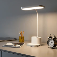 LED Desk Lamp, Adjustable Brightness And Color Temperature, USB Rechargeable, Suitable For Dormitory Reading, Study/Office Use, Bedroom Study, Convenient For Home Use, Pen Holder And Phone Stand Functions, Also Suitable As A Student Reward Gift. - trắng - Xem 7