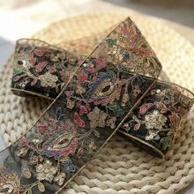 1/5 Yard Bohemian Style Floral Embroidered Lace Trim With Sequins, Mesh Satin Ribbon Suitable For Sewing DIY, Clothing, Accessories, Bags, Handicrafts And Beginner Sewing - Multicolor 3 - View 4