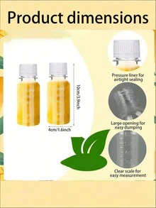 12/6/1 cái/Chai nhựa 2oz có nắp, Chai đựng gừng, Chai nhựa nhỏ trong suốt có nắp, Ống nhỏ giọt nước ép, Chai rỗng tái sử dụng, Phụ kiện du lịch (Trắng) - màu đen - Xem 2