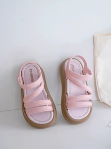 2026夏季新款儿童时尚多带公主凉鞋，女童软底防滑沙滩鞋，魔术贴设计，适合1-3岁儿童，简约粉色凉鞋 - 粉色 - 查看 2