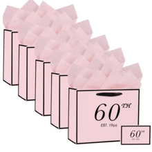 1組/2組/5組生日禮物袋，適用於21/30/40/50/60歲，附賀卡與薄棉紙，男女皆適用，適用於21/30/40/50/60歲(2005/1996/1986/1976/1986)，高級黑金週年慶禮物購物紙袋，適用於禮物包裝(黑色/粉色) - 查看 22