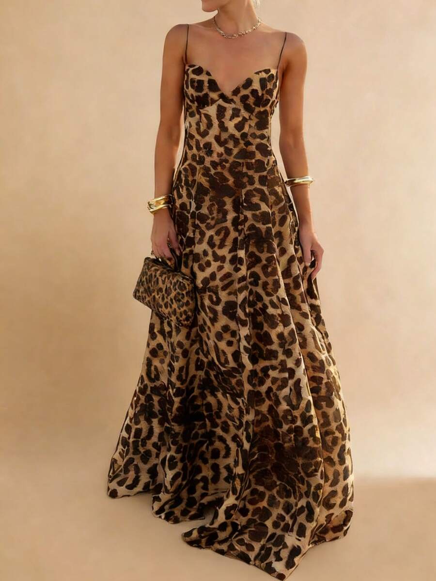 Đầm mùa hè họa tiết da báo WOWDARK, đầm dự tiệc dáng chữ A dây mảnh thanh lịch dành cho nữ, thích hợp cho lễ hội, hẹn hò, tụ họp, tiệc tùng, du lịch, kỳ nghỉ, đi biển.