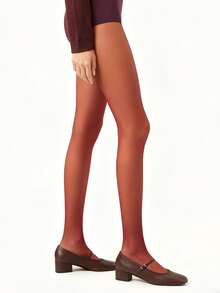 Wine Red 3-Protection Stockings | Snag-Proof, Non-Slip & Durable For Cozy Spring & Fall Wear - Burgundy - View 3