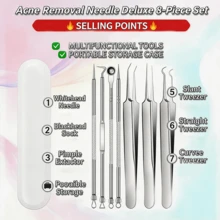 Cell Clip 8pcs, Ultra-Fine Acne Needle Set, Blackhead Clip, Tweezers, Beauty Salon Special Picking, Acne Scraping And Closing Tools, Stainless Steel Tweezers - Silver - View 8