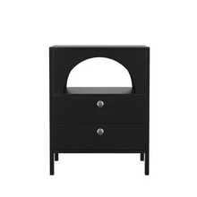 Modern Bedside Table With 2 Drawers And 1 Open Compartment For Living Room, Bedroom And Hallway, Black, 45 X 40 X 58 Cm, Set Of 1 - Black - View 3