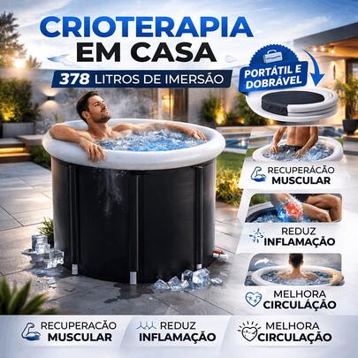 HYPER CLUB Banheira de Gelo Portátil 378L para Crioterapia e Recuperação Muscular Piscina Inflável de Gelo 80x70cm Terapia de Frio e Calor  com Tampa