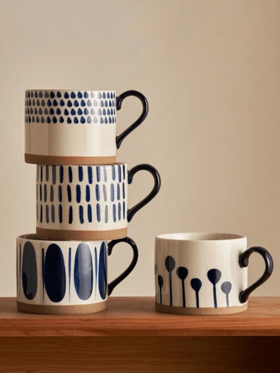 1个创意复古日式咖啡杯，高端陶瓷早餐牛奶杯，大容量，适合日常使用或作为礼物