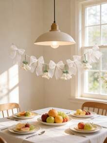 1件白色百合编织挂旗装饰，网纱蝴蝶结花旗，波西米亚乡村风室内装饰，编织花环，优雅浪漫墙面装饰，家居派对婚礼新娘派对拍照背景，客厅卧室宿舍玄关，春夏假日庆典，农舍书架壁炉装饰，乔迁礼物 - 彩色 - 查看 6