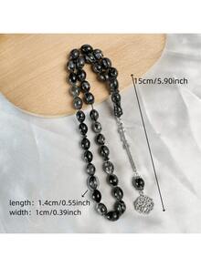 33pcs Oval Resin Tasbih Prayer Beads Bracelet, New Arrival Resin Rosary Beads Bracelet, Daily Wear & Religious Gift, Middle Eastern Style - Multicolor - View 3