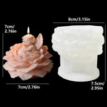 天使宝宝坐在莲花香薰蜡烛上的硅胶模具，DIY 睡着的天使宝宝和他的莲花宝座，适用于树脂、石膏、粘土、混凝土、水泥工艺品，硅胶模具，礼品和家居装饰 - A-白色 - 查看 2