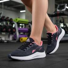 Women's Sneakers: Comfortable And Lightweight For Running And Gym - Black/Pink - View 3
