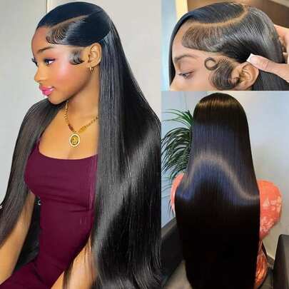 yesbest C Part 13x6 Straight Human Hair Lace Front Wig For Women 26 Inch Glueless Wear And Go Straight 5x5 6x4 9x6 Lace Closure Wigs Human Hair For Women 200% Density Brazilian Straight 13x4 13x6 Lace Front Human Hair Wigs Ready To Go Wear Straight Human Hair Wigs For Women Natural Black Everyday Party Use Needed Long Black Wig Versatile Hairpiece Sleek Hairstyle Realistic Hairpiece Beauty Accessory Beginner Friendly For Sports, Vacation, Halloween, Christmas, Festivals, Proms, Outdoor, Cosplay, Campus, School, Beach, Wedding, Camping, Holiday, Summer Outfits, Charming, Elegant, Casual, Y2K Fashion, SS25 Styles, For Daily Use