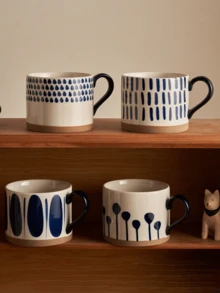 1pc Creative Retro Japanese Style Coffee Mug, High-End Ceramic Breakfast Milk Cup, Large Capacity, Suitable For Daily Use Or As A Gift - Multicolor - View 8