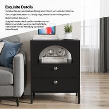 Modern Bedside Table With 2 Drawers And 1 Open Compartment For Living Room, Bedroom And Hallway, Black, 45 X 40 X 58 Cm, Set Of 1 - Black - View 5