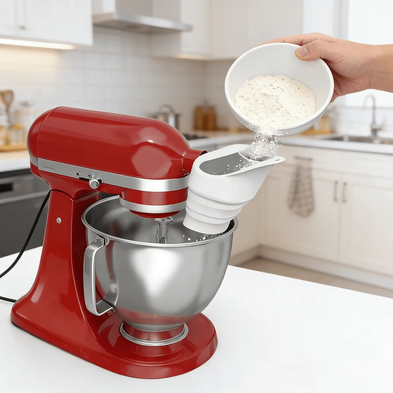 Splash Guard Funnel, Baking Ingredient Funnel, Silicone Funnel, Baking Accessories, Kitchen Supplies - View 1