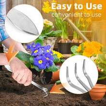 OBOVAY 3-Prong Stainless Steel Root Rake Shovel, Bonsai Tool, Gardening Tool, Soil Loosening Tool Set, Bonsai Rake With Shovel, Mini Garden Cultivator, 3-Tine Soil Aerator, Bonsai Tree Tool, Suitable For Gardening, Outdoor Activities - Multicolor - View 10