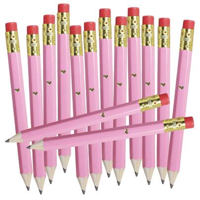 25pcs Pink Heart Mini Party Favor Pencils, White Pencils, Small White Pencils, Game Pencils, Bridal Shower Pencils, Golf Pencils