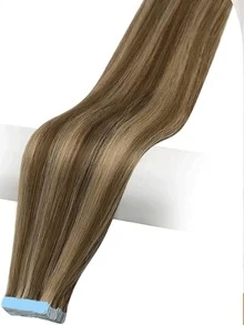 #4/27 30g 20pcs Straight Tape In Hair Extensions Human Hair 18-28inch Dark Brown Caramel Blonde Tape Hair Extensions Per Package 20pcs - S4/27 - View 6