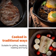 3PCS Cast Iron Non Stick Skillet Griddle Cooking Pan Pre-Seasoned Frying Pan Black - 黑色 - 查看 6